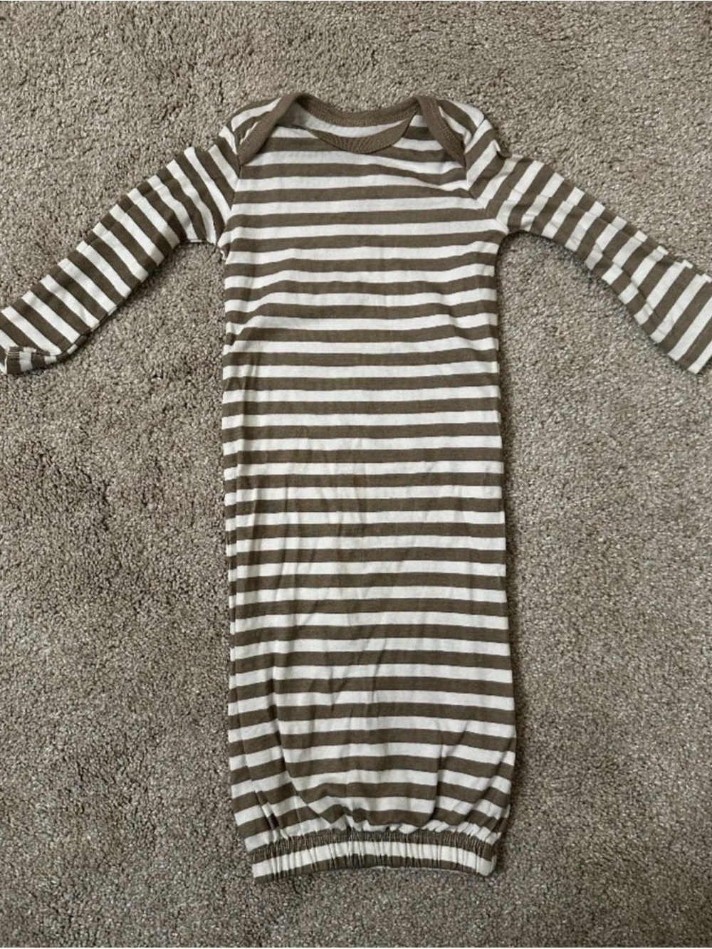 NWOT Small Story Beige & White Striped Baby gown